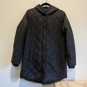 Weatherproof Puffer Coat Jacket Hood Pockets Round Hem Sz M Has Small Hole/nubs